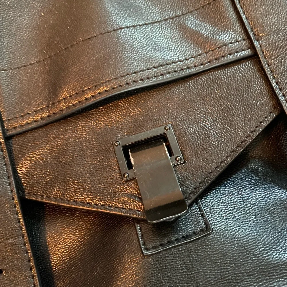 Black Leather Satchel Handbag - Women Bags